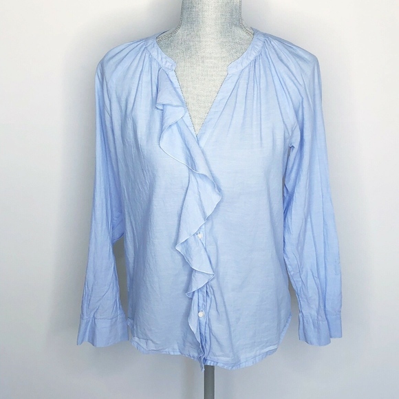 LOFT Tops - Ann Taylor LOFT Blouse Cotton Ruffles Long (F72)